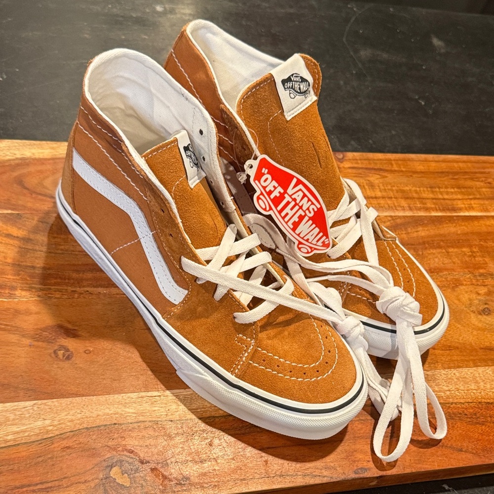 NWT Vans Sk8-Hi Tapered Meerkat Orange Cognac Tan Suede High-Tops- 6.5M/8W